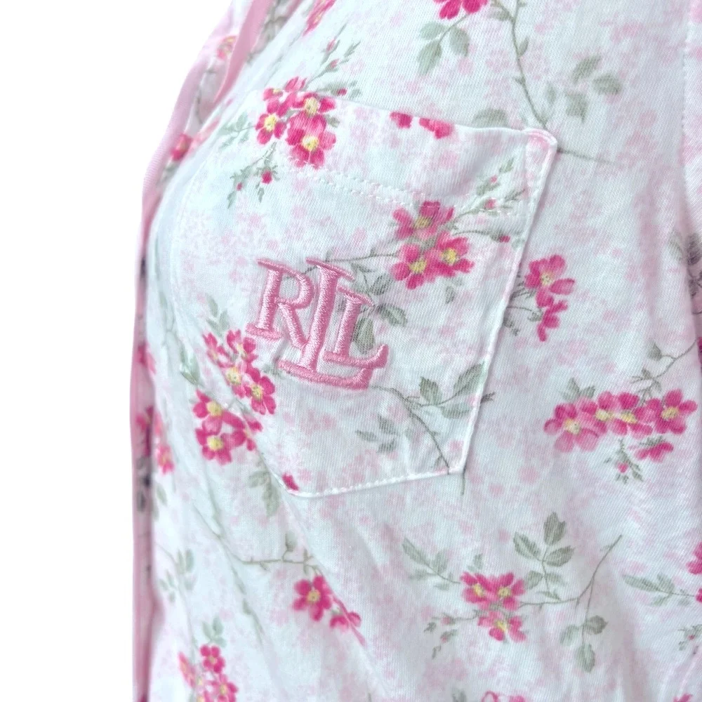 Lauren Ralph Lauren Floral Pajama Set Pink White Cottagecore Small - Picture 2 of 11